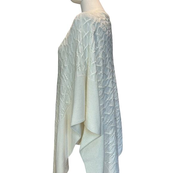 Cable Knit Poncho Cape NWT Kim Rogers Curvy Ivory 1X Sleeveless Boho Y2K Casual - Picture 5 of 8
